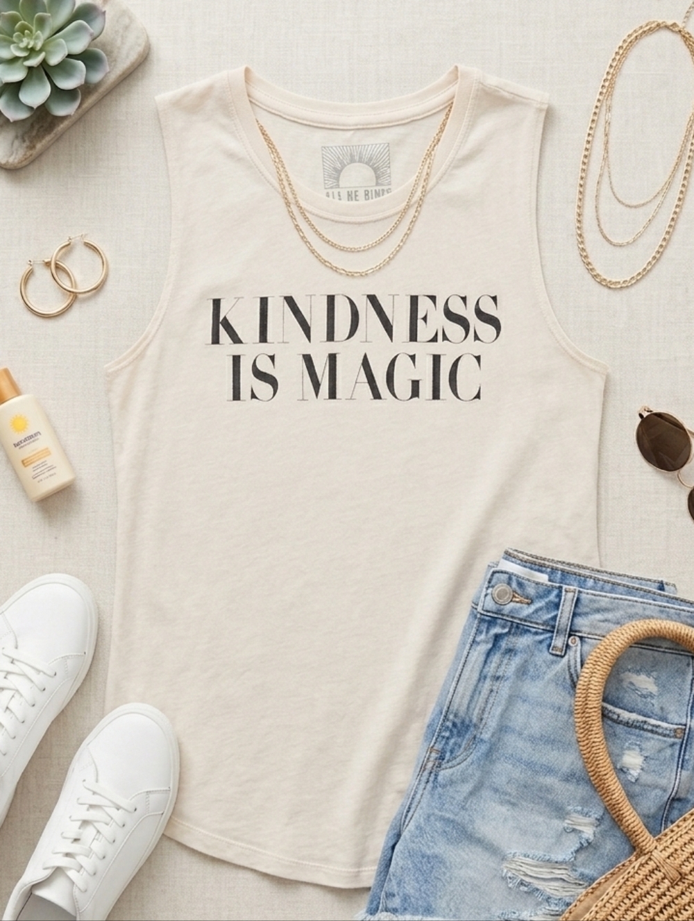 Spiritual Gangster 'Kindness Is Magic' Graphic Tank - Cream
